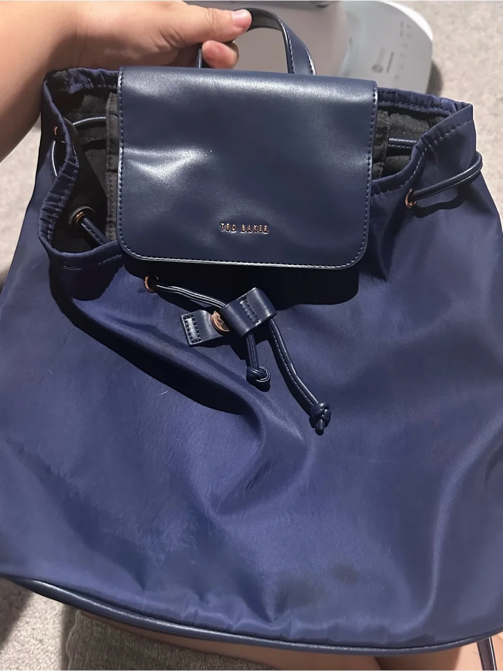 Ted Baker Navy Blue Drawstring Backpack